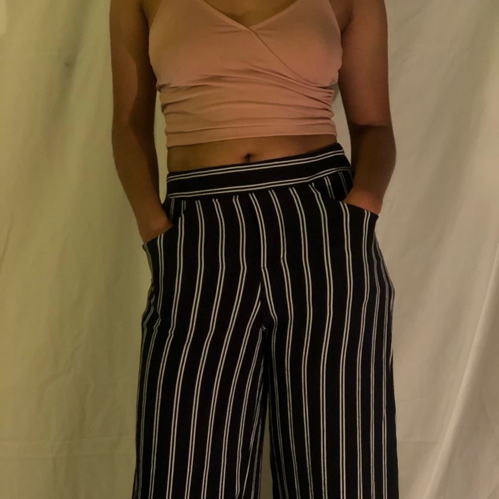 Shape Black Striped Wide Leg Pants